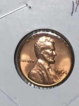 Lincoln Cent 1964 D Gem Bu Red High Grade From Original Bank Wrapped Roll