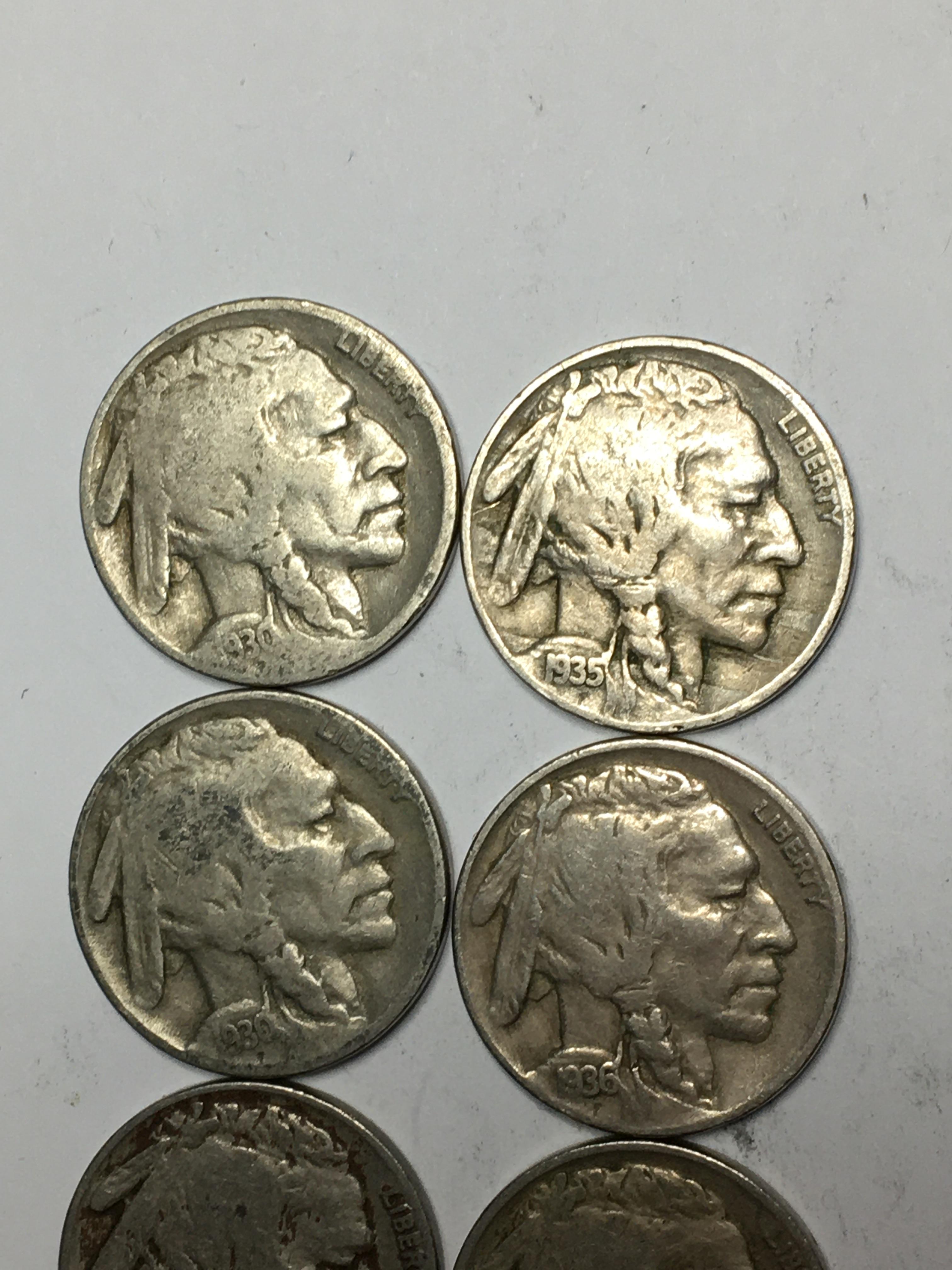 Buffalo Nickel 8 Full Dates Nicer Lot