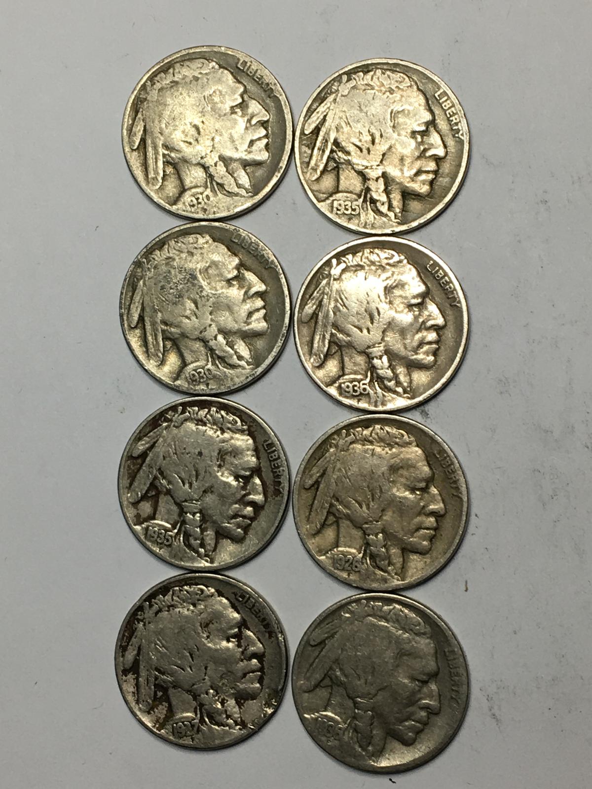 Buffalo Nickel 8 Full Dates Nicer Lot