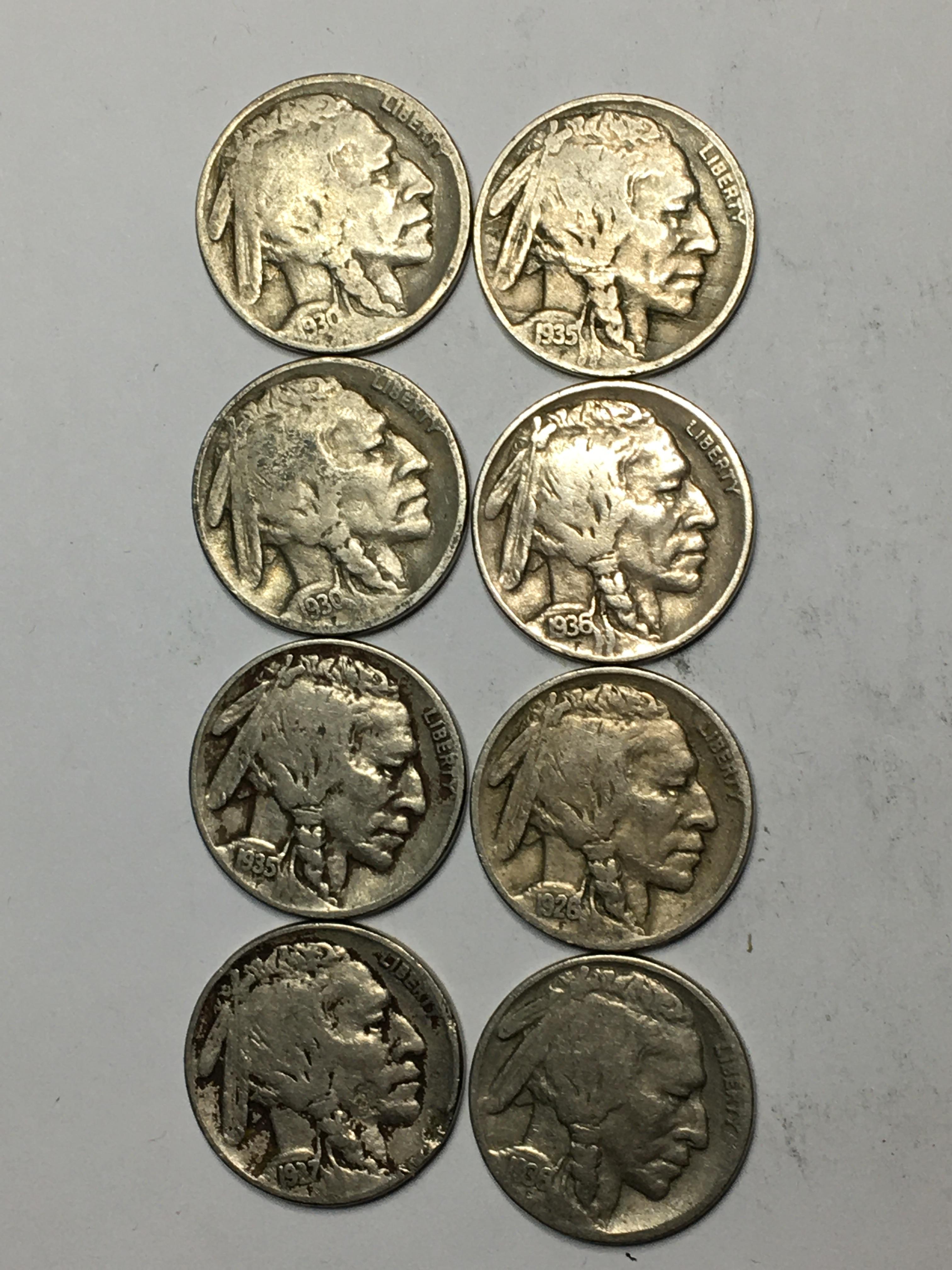 Buffalo Nickel 8 Full Dates Nicer Lot