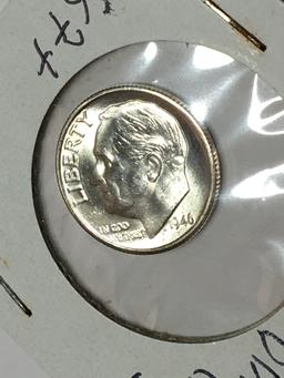 Roosevelt Silver Dime 1946 S  D D R Gem B U  D D R Closed S Satin White High Grade
