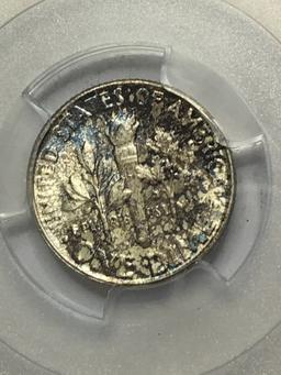 Roosevelt Dime 1954 graded mosnter Rainbow Colors