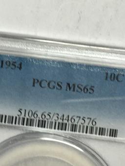 Roosevelt Dime 1954 graded mosnter Rainbow Colors