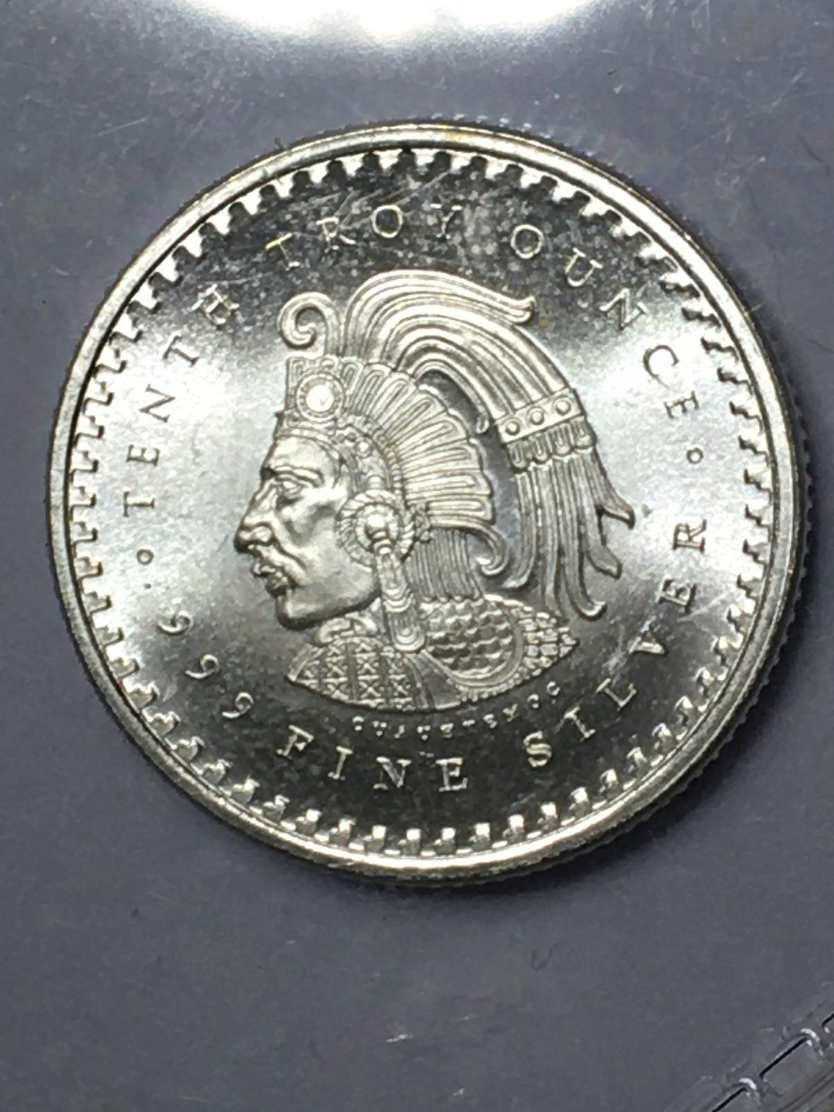 Aztec Silver Round .999 Fine 1/10th oz 