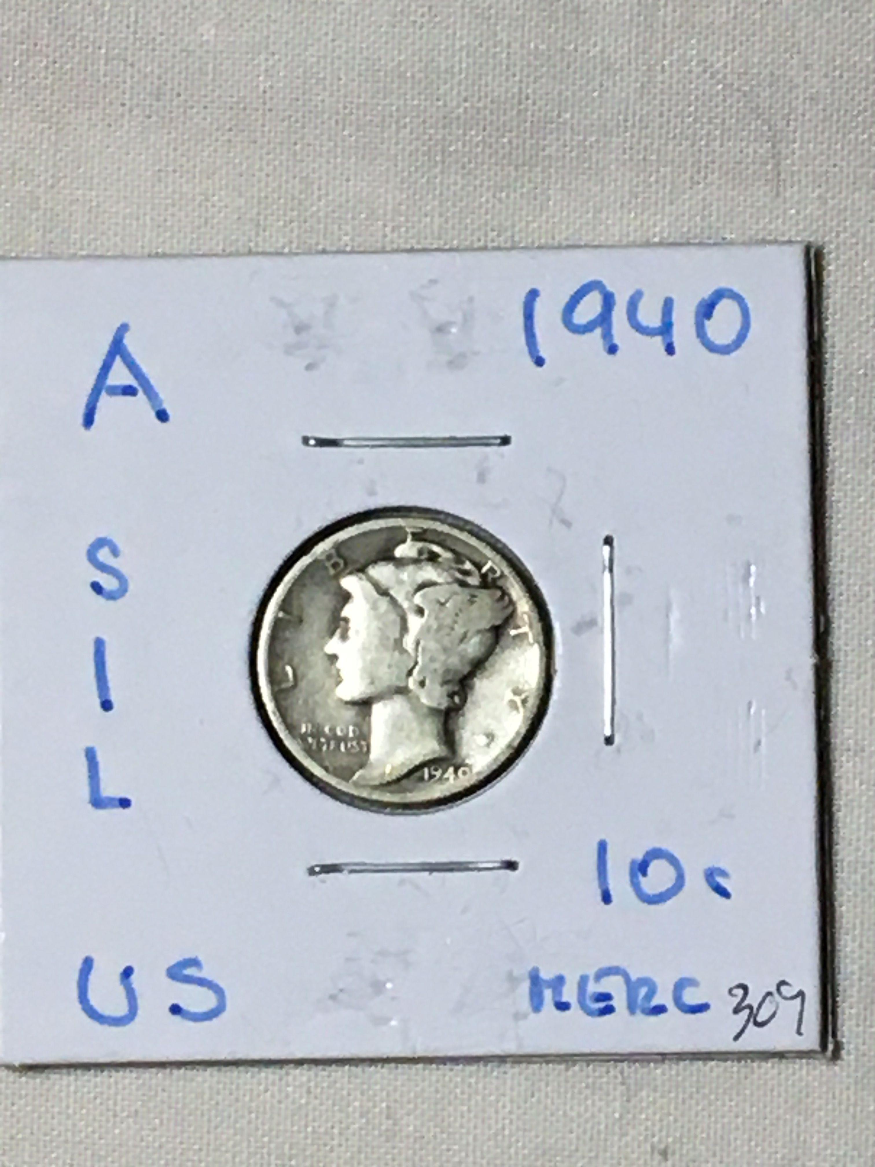 1940 P Mercury Dime