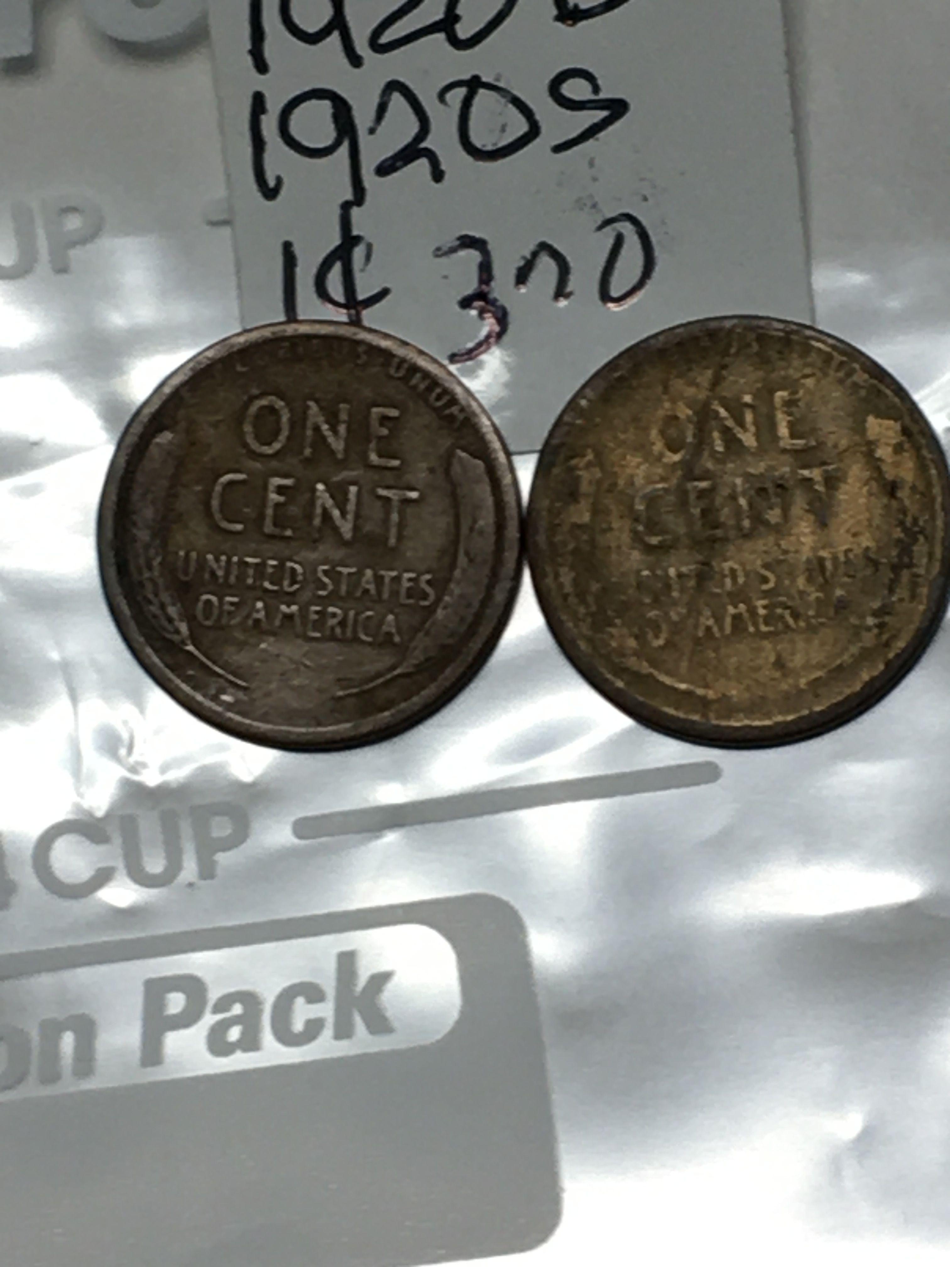 (2) Lincoln Wheat Cent 1920 D, & S