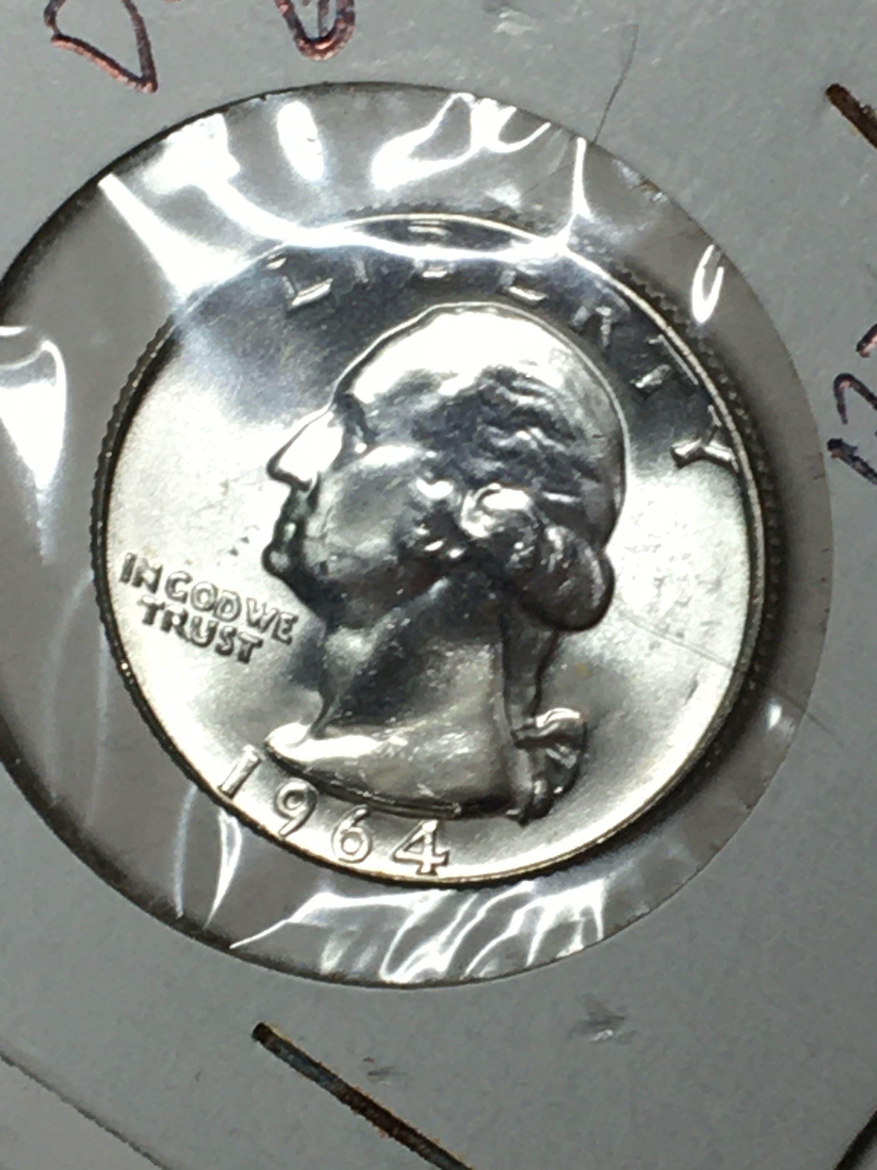 Washington Silver Quarter 1964 D D O Mega High Grade Gem