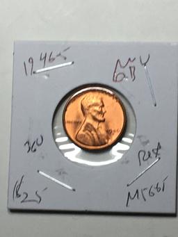 Lincoln Wheat Cent 1946 S Gem Red High Grade Beauty