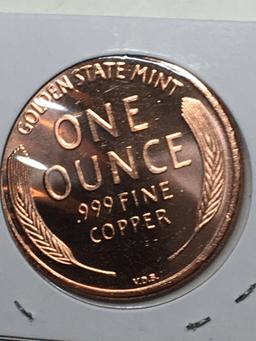 Copper 1 Oz Billion Coin 1909 S   V D B Penny Gem 