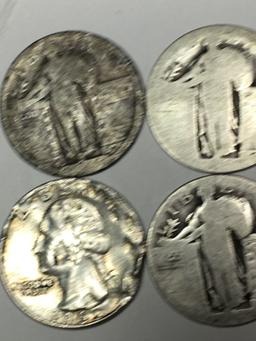 (4) Silver Quarters Washington / Standing Liberty