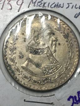 1959 Mexican Silver Dollar Un Peso