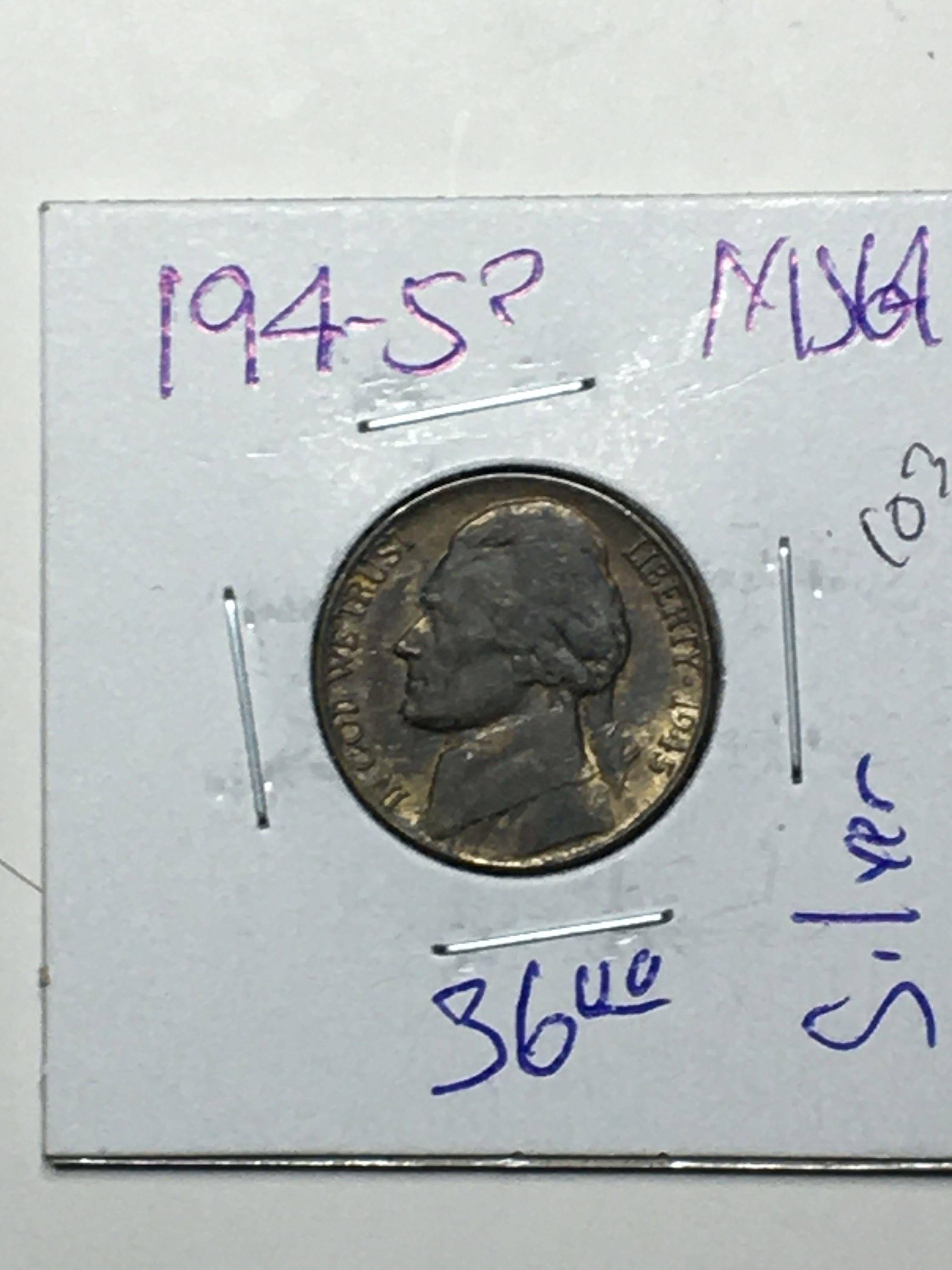 1945 P Jefferson Silver War Nickel