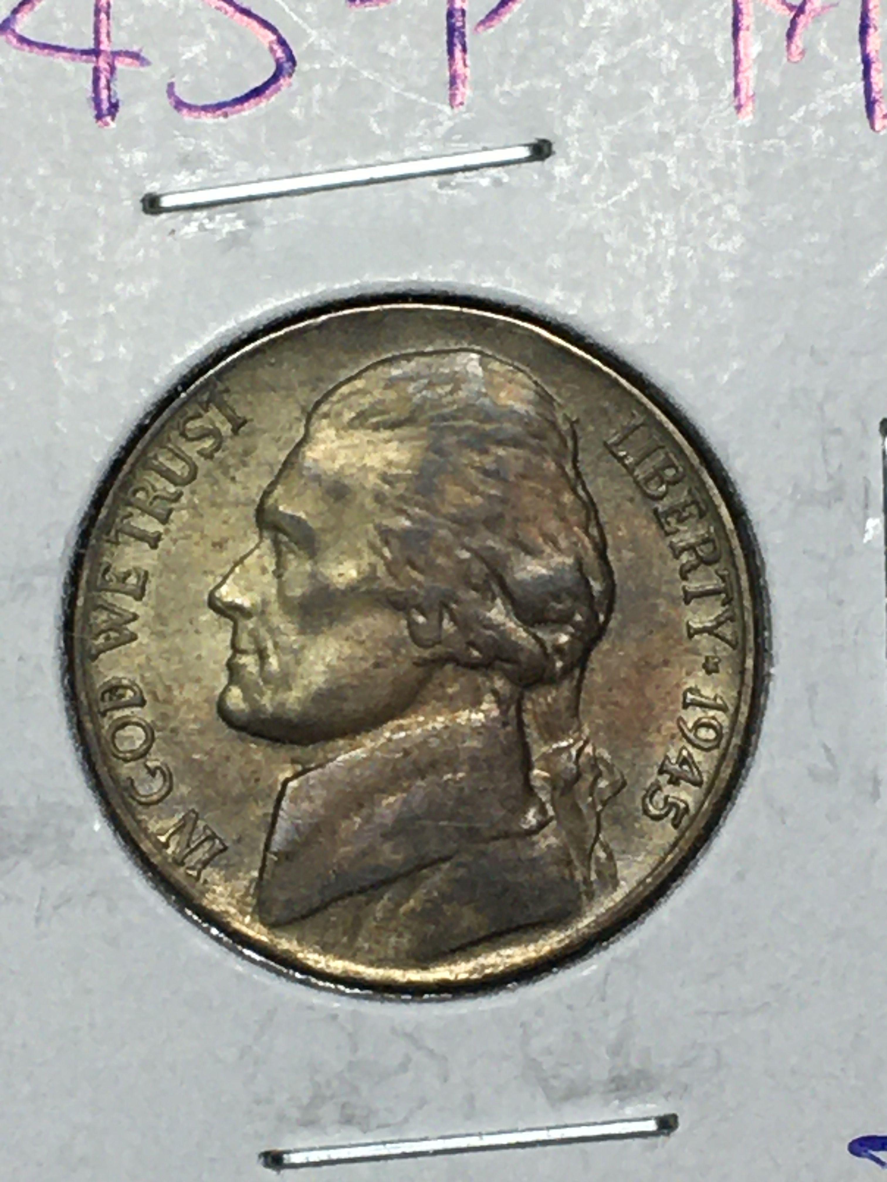 1945 P Jefferson Silver War Nickel