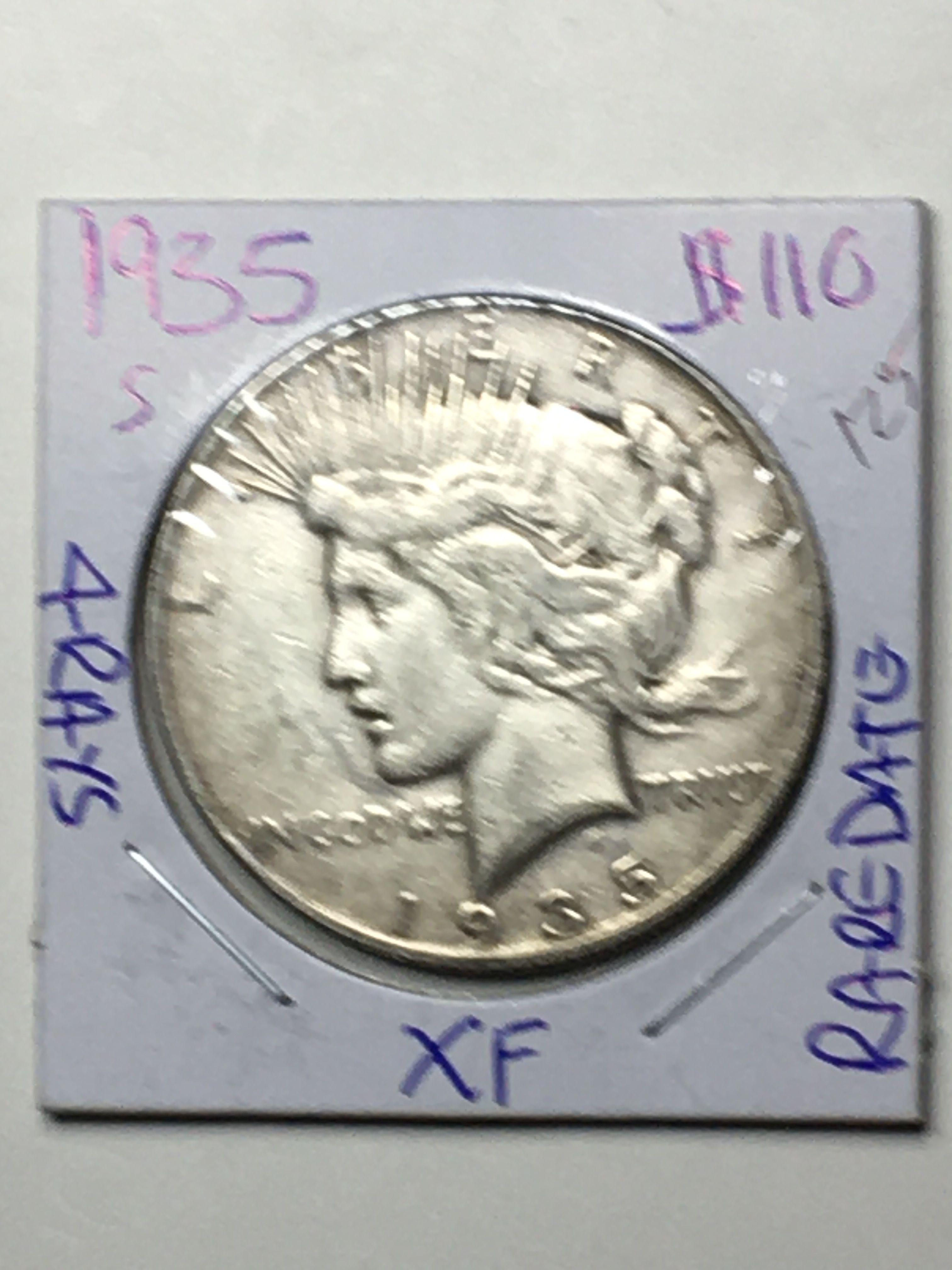 1935 S Peace Dollar Extra Ray