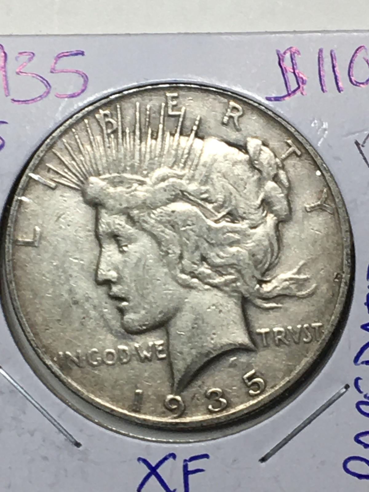 1935 S Peace Dollar Extra Ray