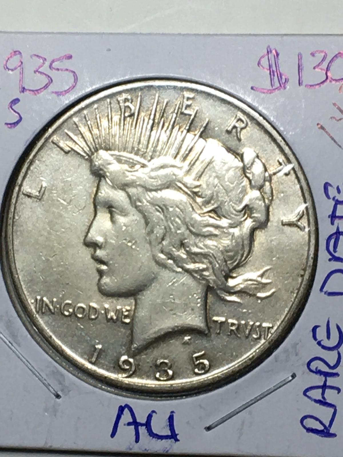 1935 S Peace Dollar Extra Ray