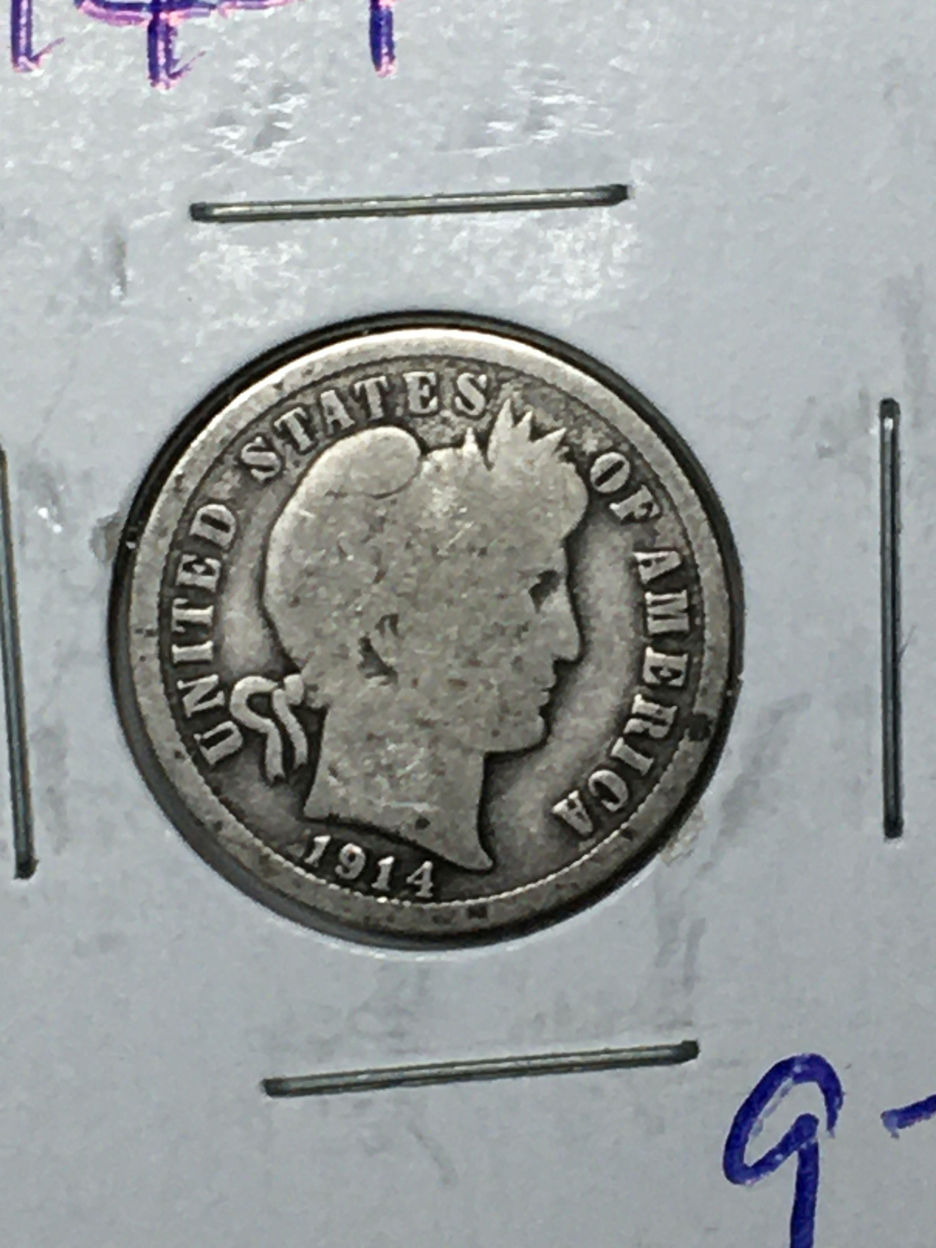 1914 P Barber Dime