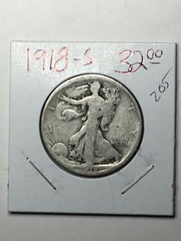 1918 S Walking Liberty Half Dollar