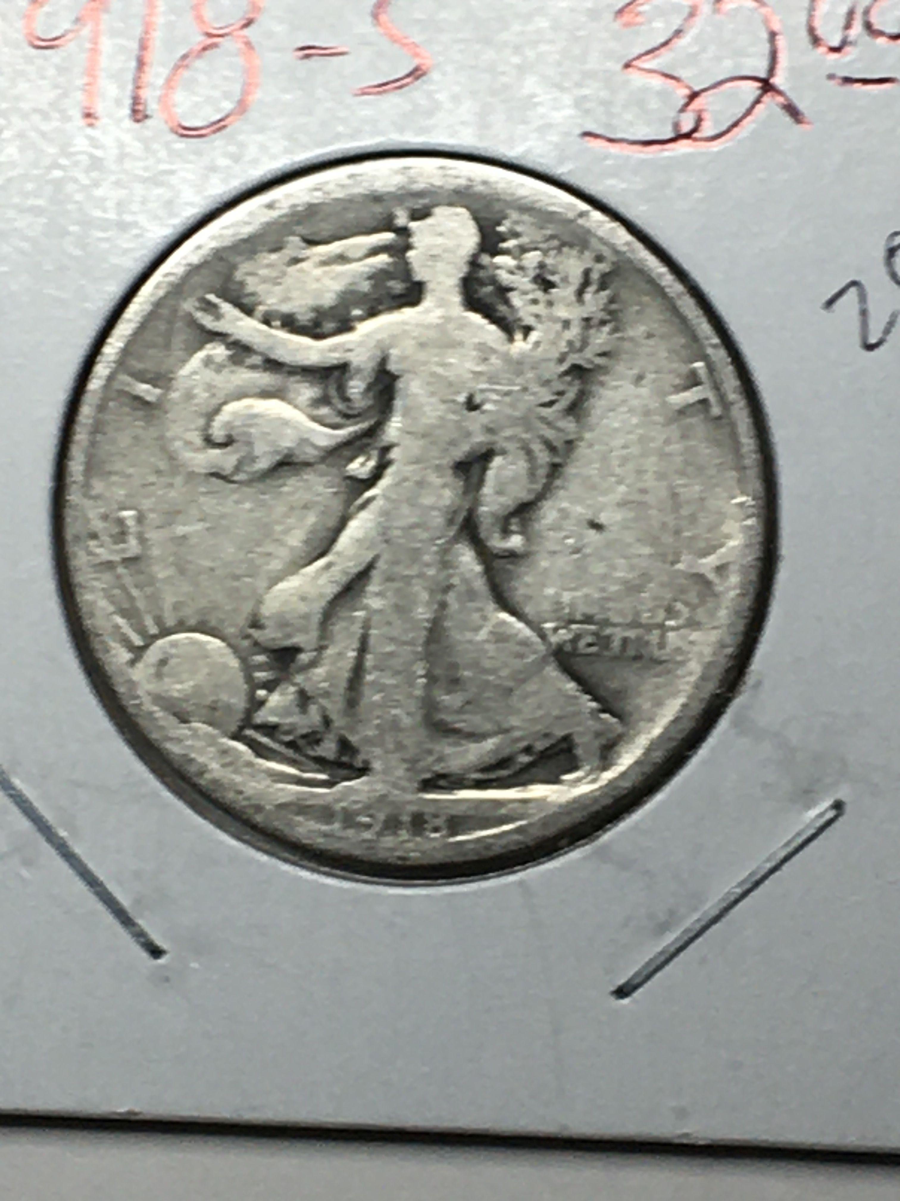 1918 S Walking Liberty Half Dollar