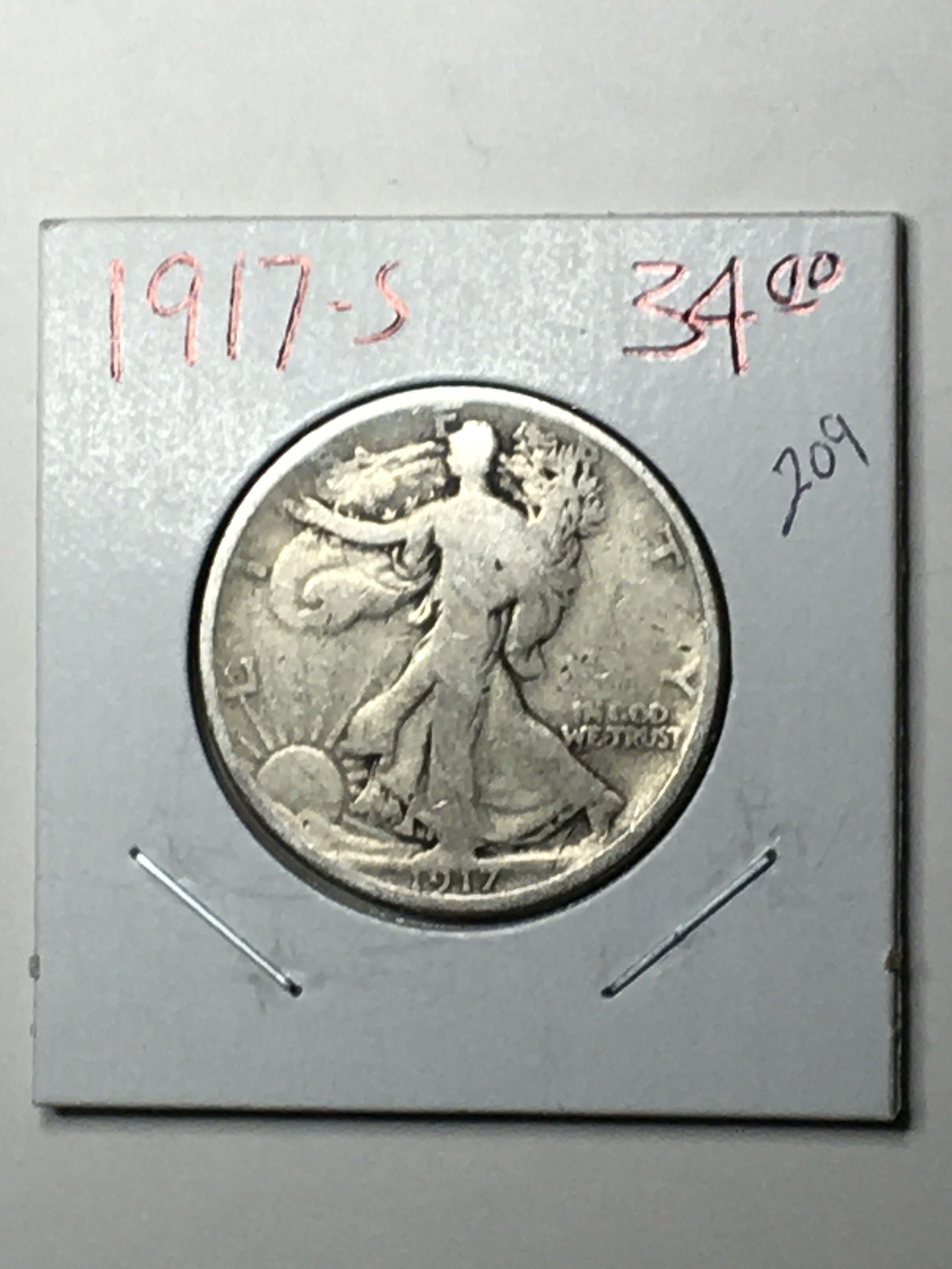 1917 S Walking Liberty Half Dollar