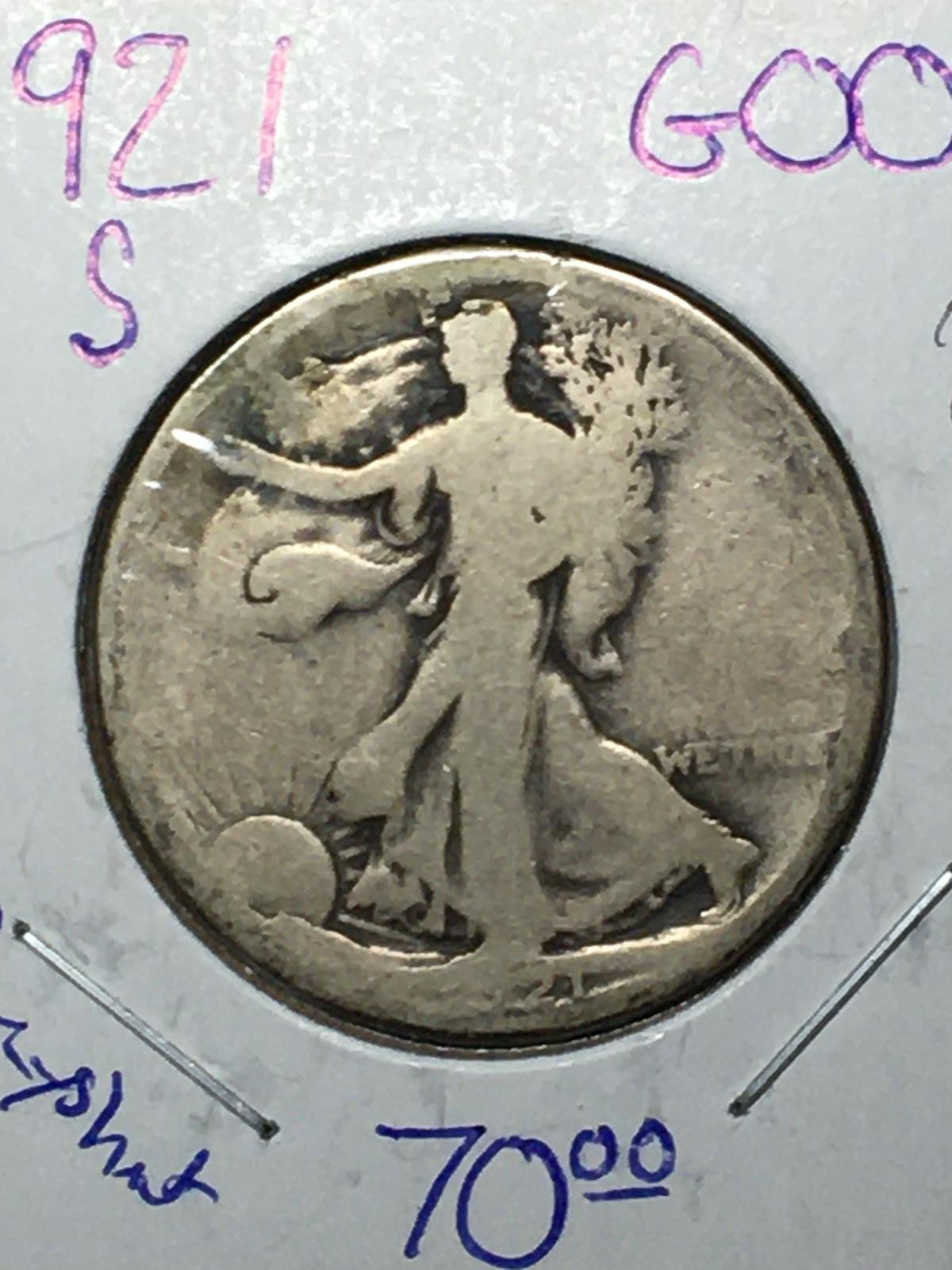 1921 S Walking Liberty Half Dollar