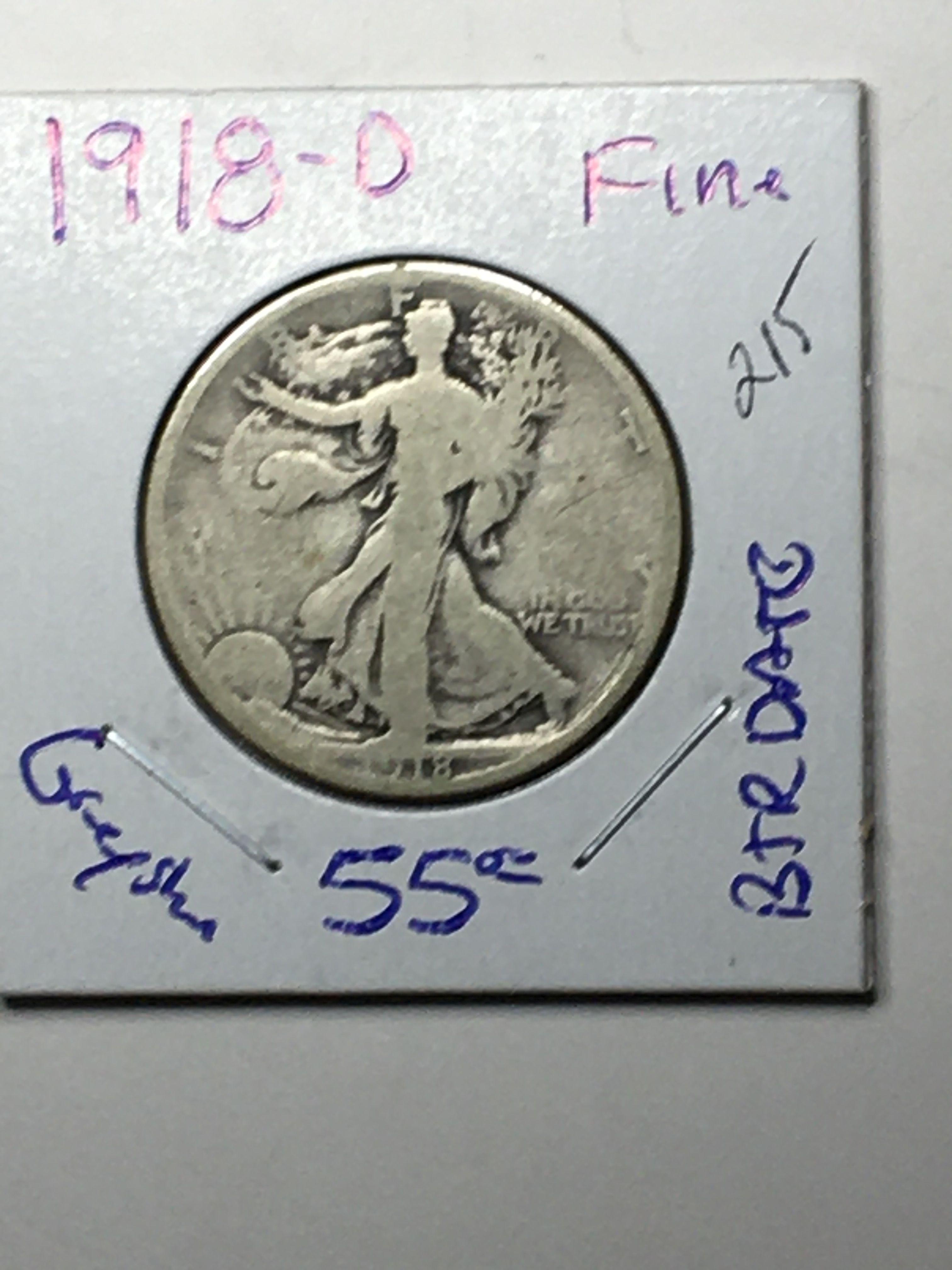 1918 D Walking Liberty Half Dollar