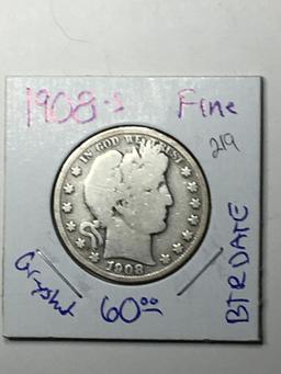 1908 S Barber Half Dollar