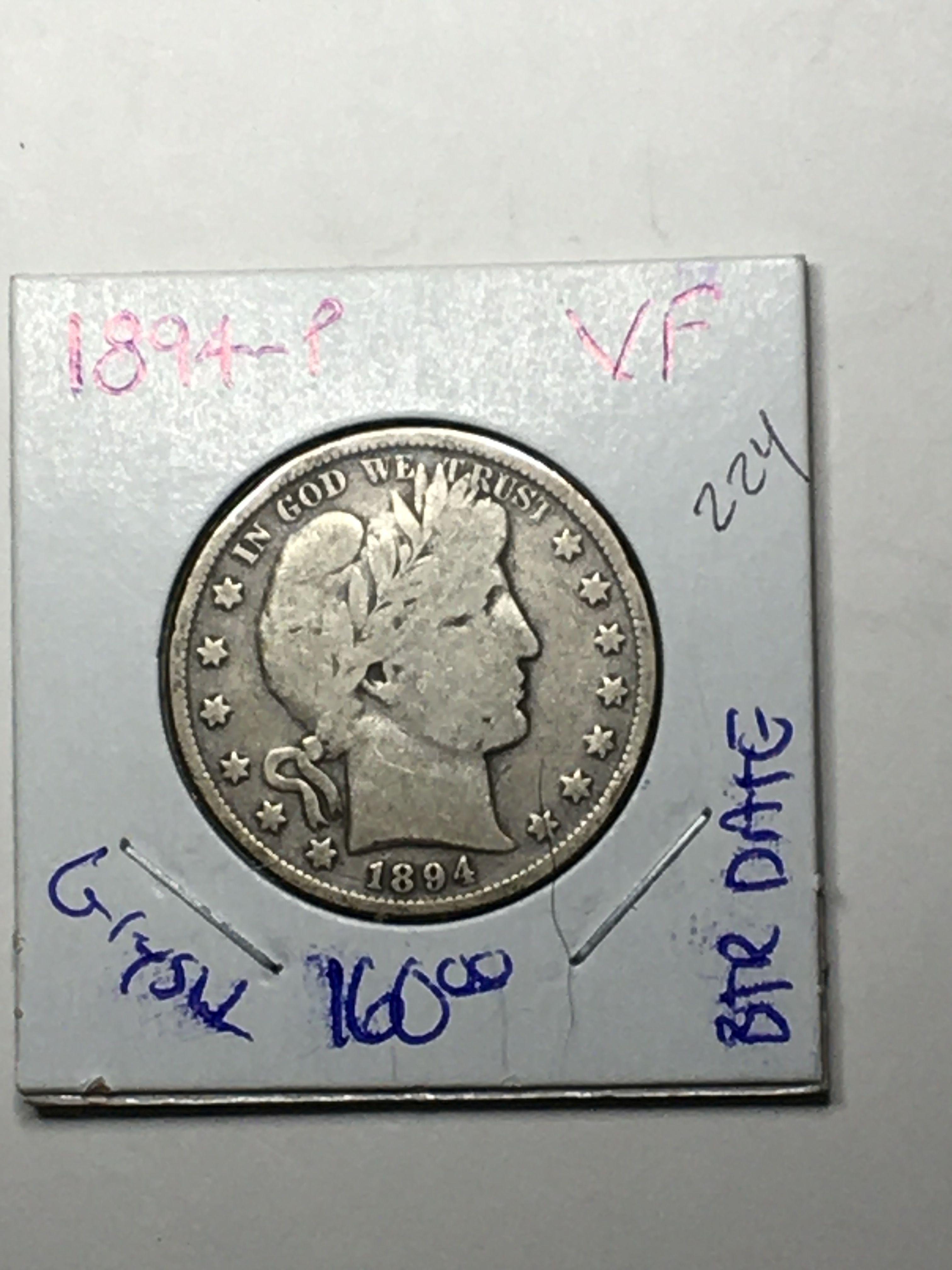 1894 P Barber Half Dollar