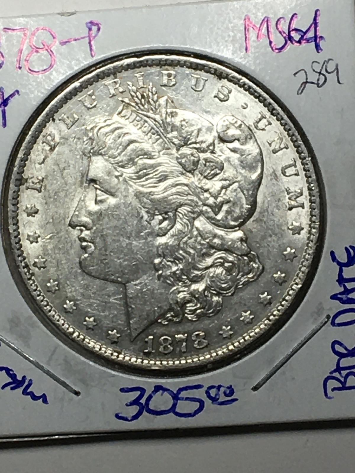 1878 P Morgan Dollar 7 Tail Feathers