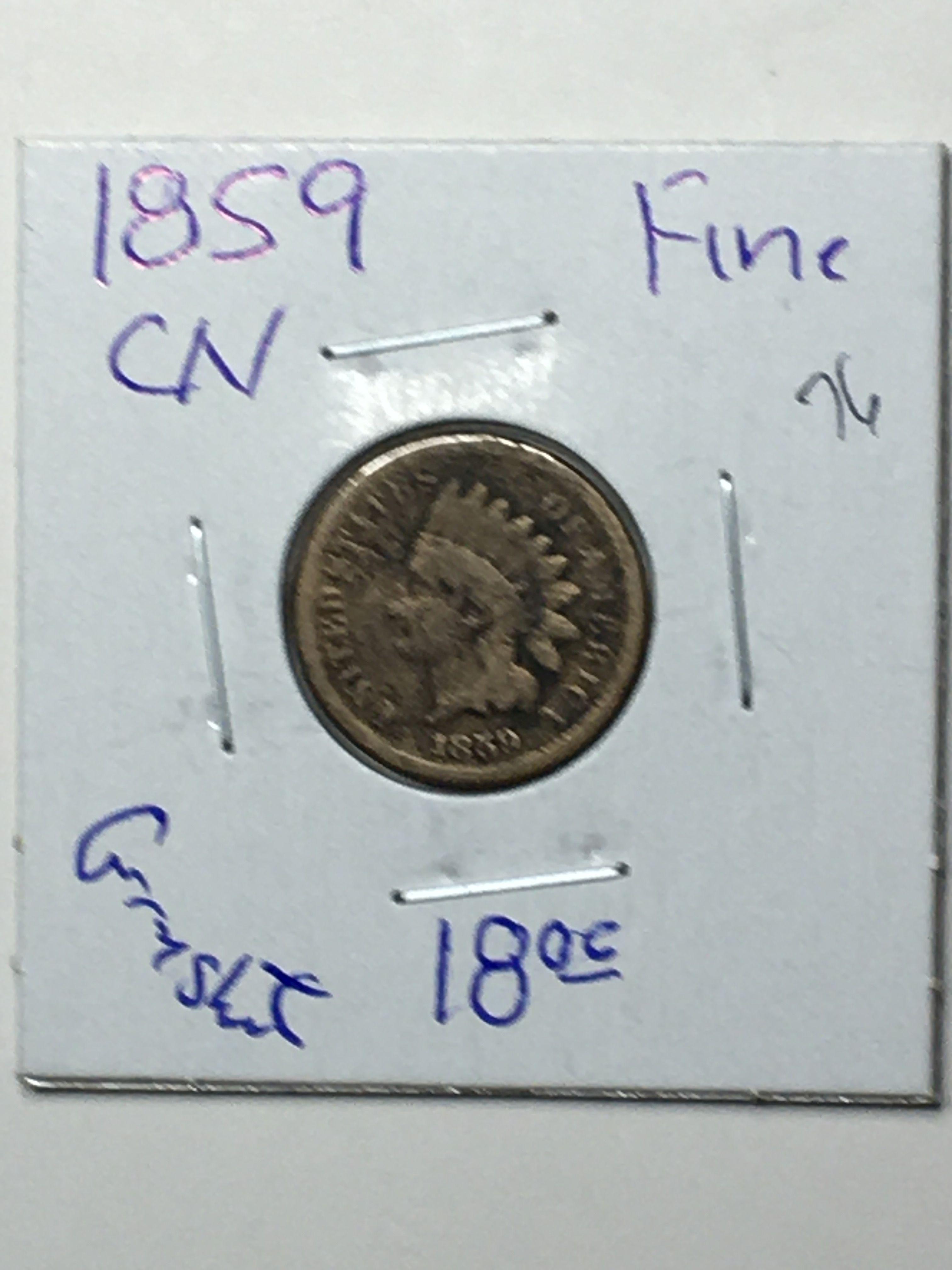 1859 Indian Head Cent Copper Nickel