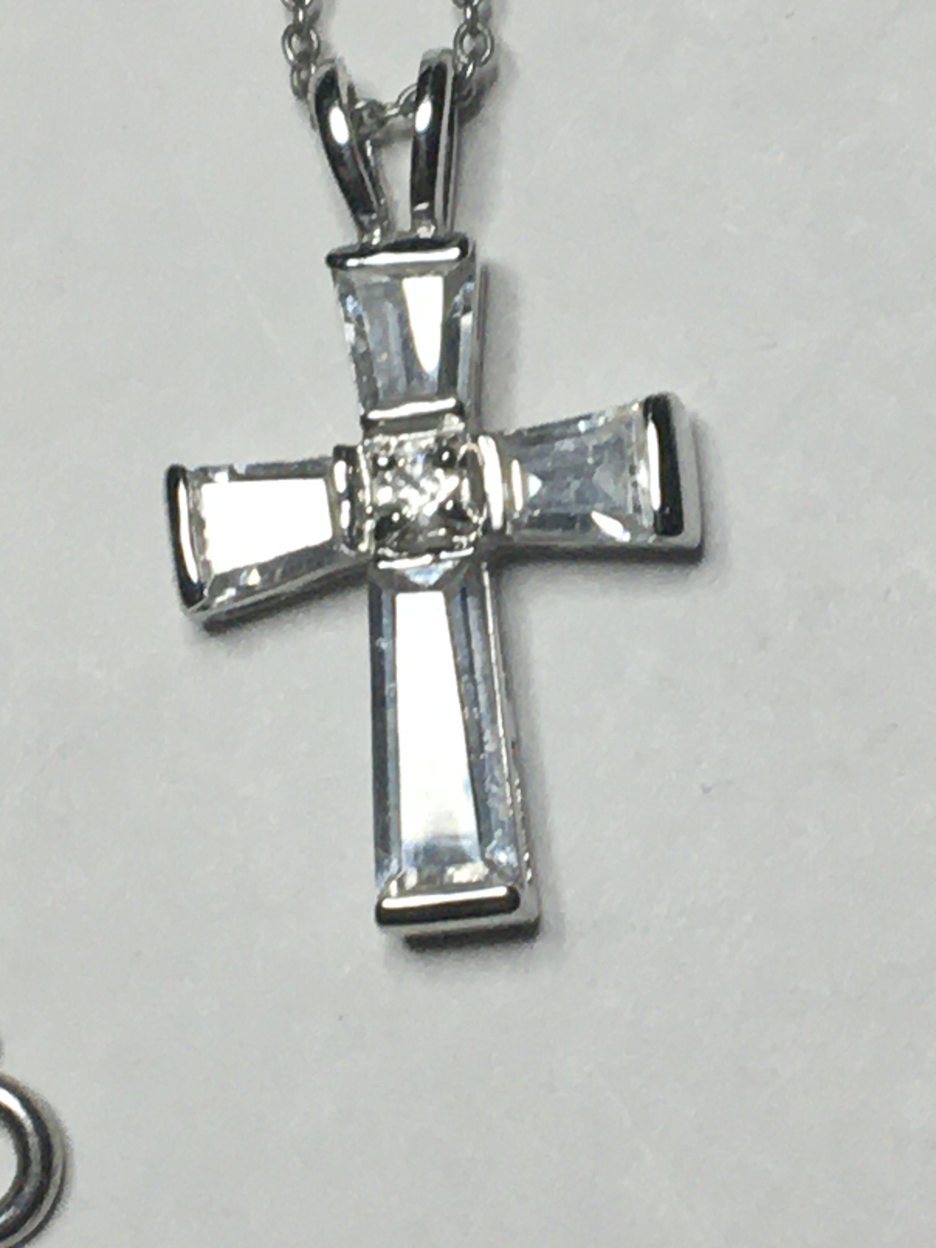 .925 Sterling Silver Cross On 20" Chain