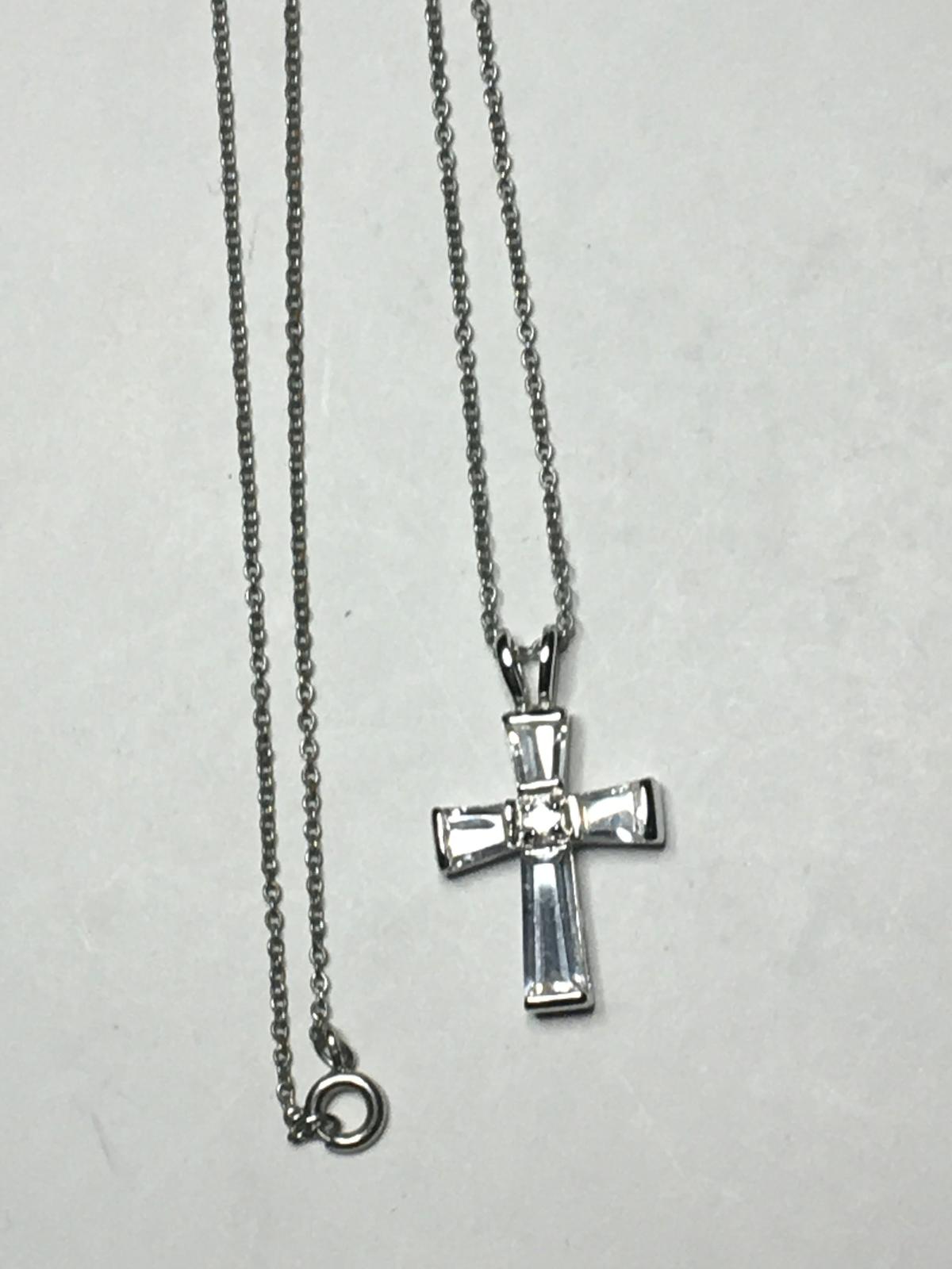 .925 Sterling Silver Cross On 20" Chain