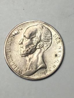 1848 William II 1 Guilder Silver Netherlands 
