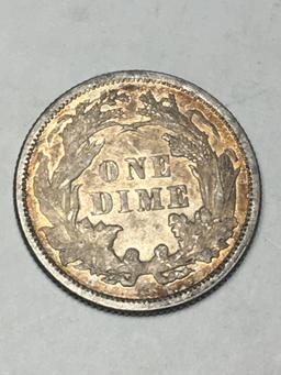 1877 Liberty Seated Dime Toned