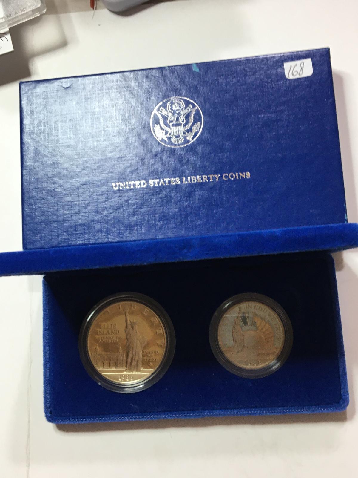 1986 S Proof Ellis Island Silver Dollar & 1/2 Dollar