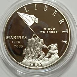 2005 Marine Corps 230th Anniversary 1oz Silver Proof $1