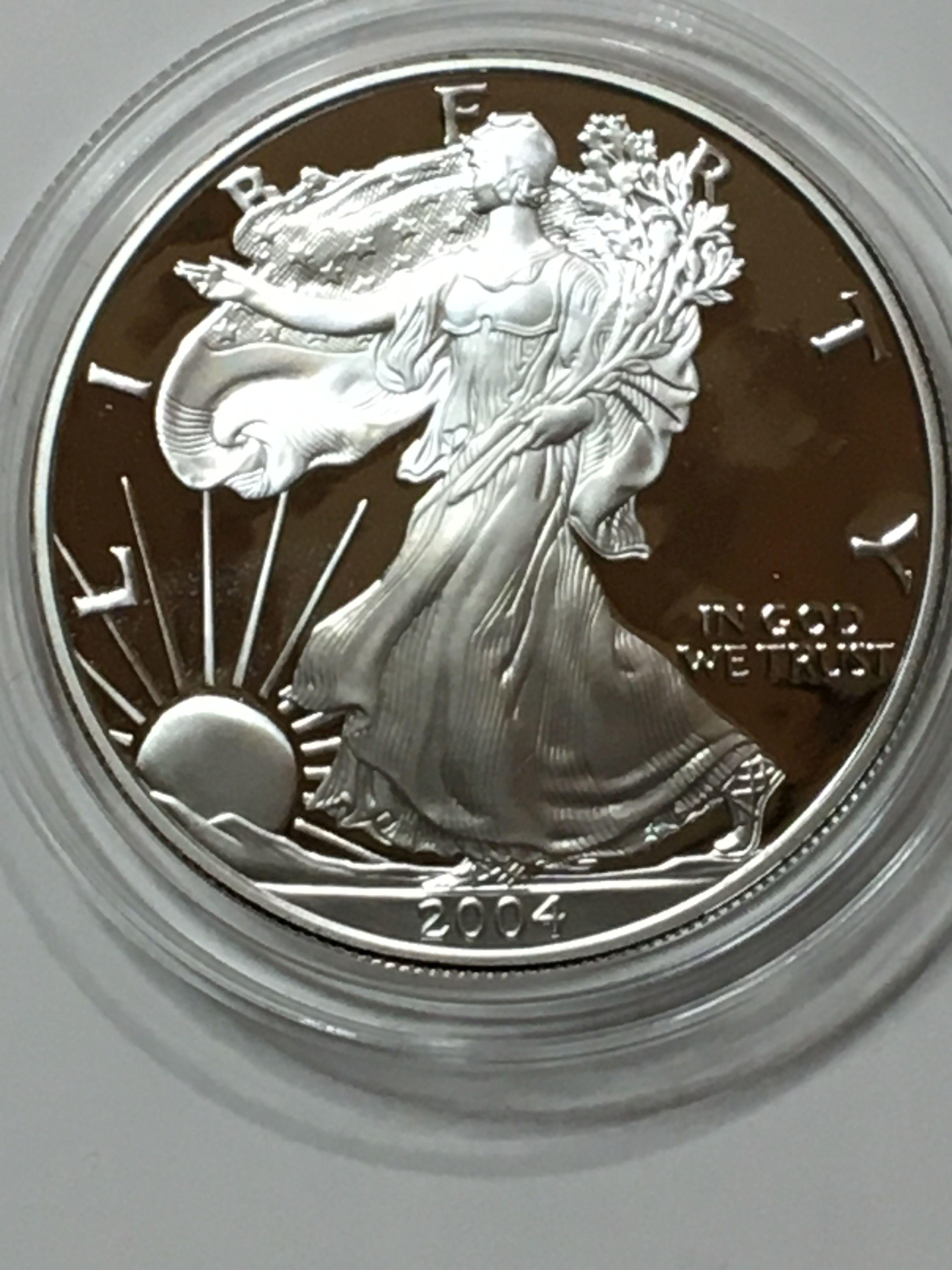 2004w Proof Silver American Eagle + Coa