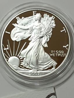 2007 U S ... W  Proof Silver American Eagle + Coa
