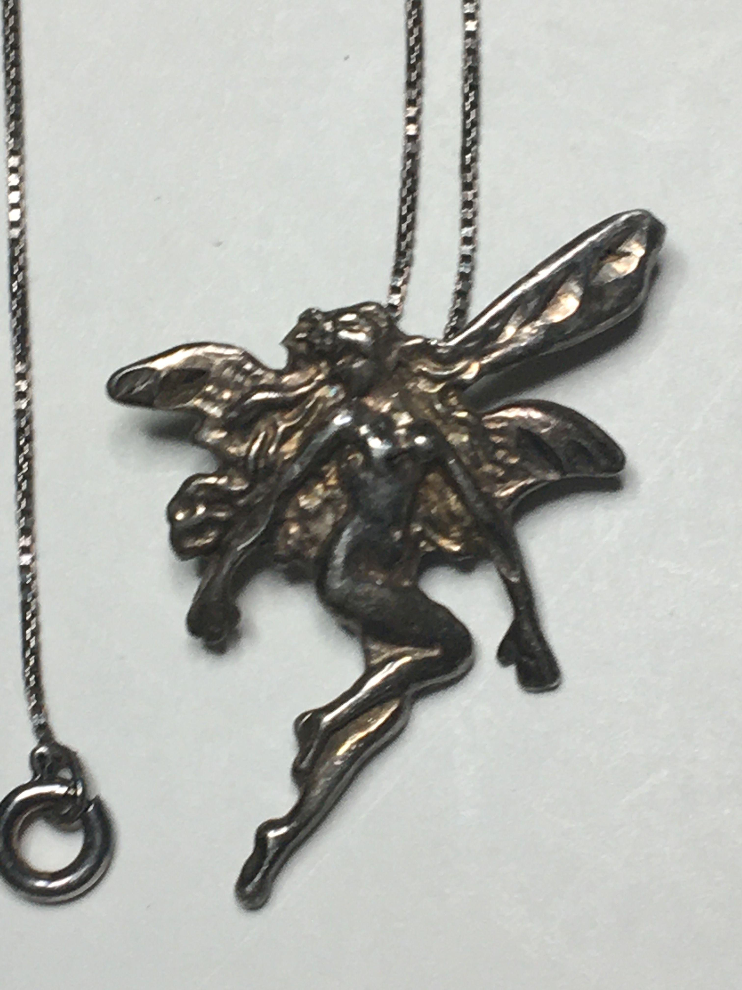 .925 Sterling Silver Nymph Pendant On 18" Box Chain