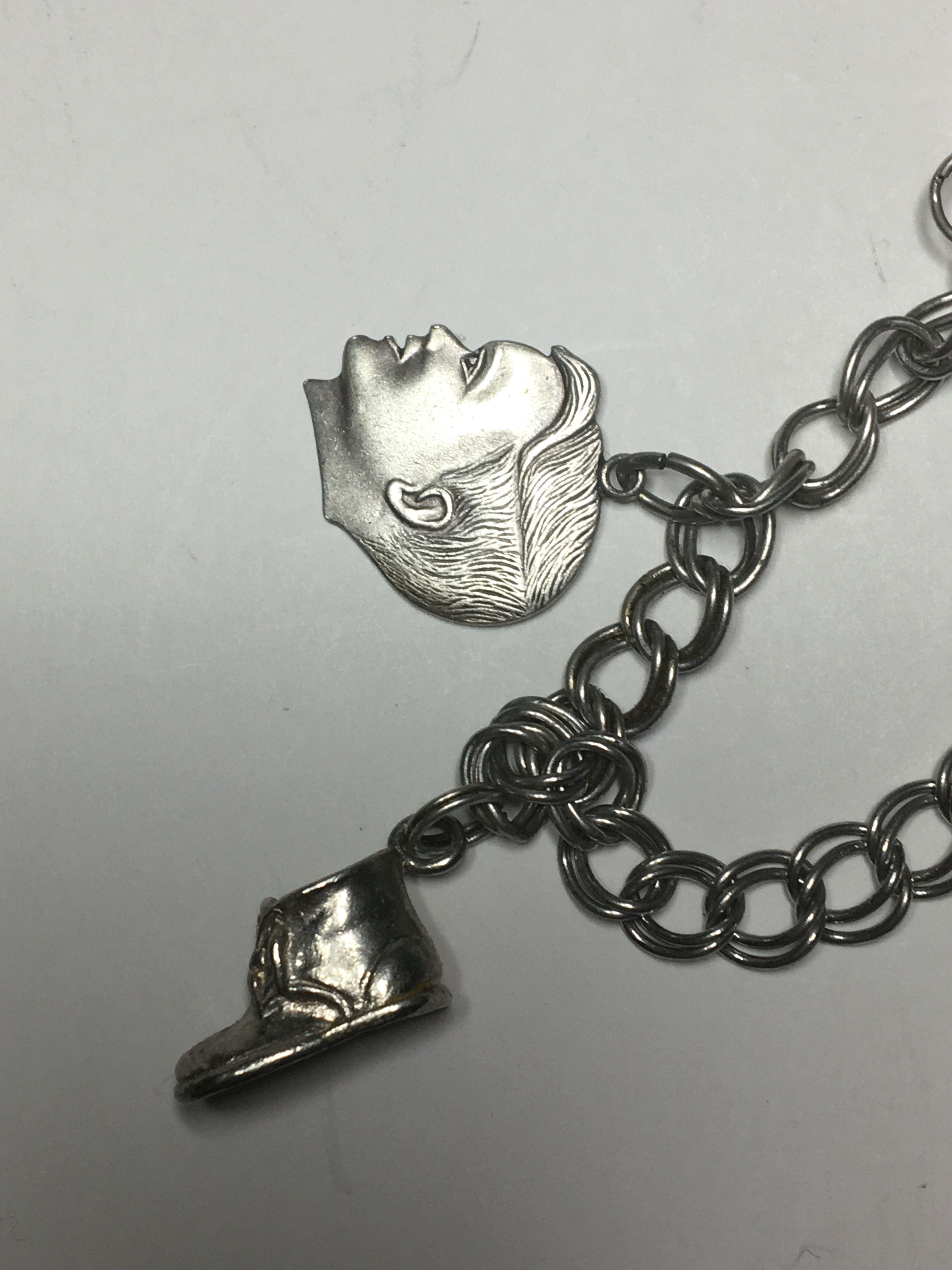 .925 Sterling Silver Heavy Charm Bracelet 
