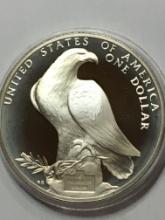 U S A OLYMPICS SILVER DOLLAR 1984 .78 TROY OZ GEM PROOF U S A MINT COIN