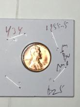 Lincoln Wheat Cent 1955 S Gem Mega High Grade Red