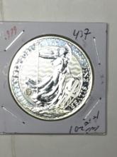 Silver Britania 1 Troy Oz Round 2 Pounds Frosty Gem Low Pop 2021 .999