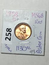 1958 D Lincoln Wheat Cent Coin 