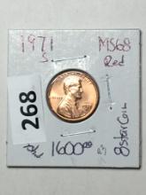 1971 S Lincoln Memorial Cent Coin  