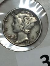 1943 P Silver Mercury Dime 