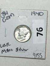 1940 P Silver Mercury Dime 