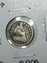 1853 1/2 Dime With Arrows