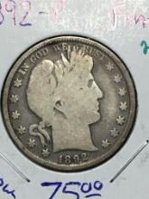 1892 O Barber Half Dollar