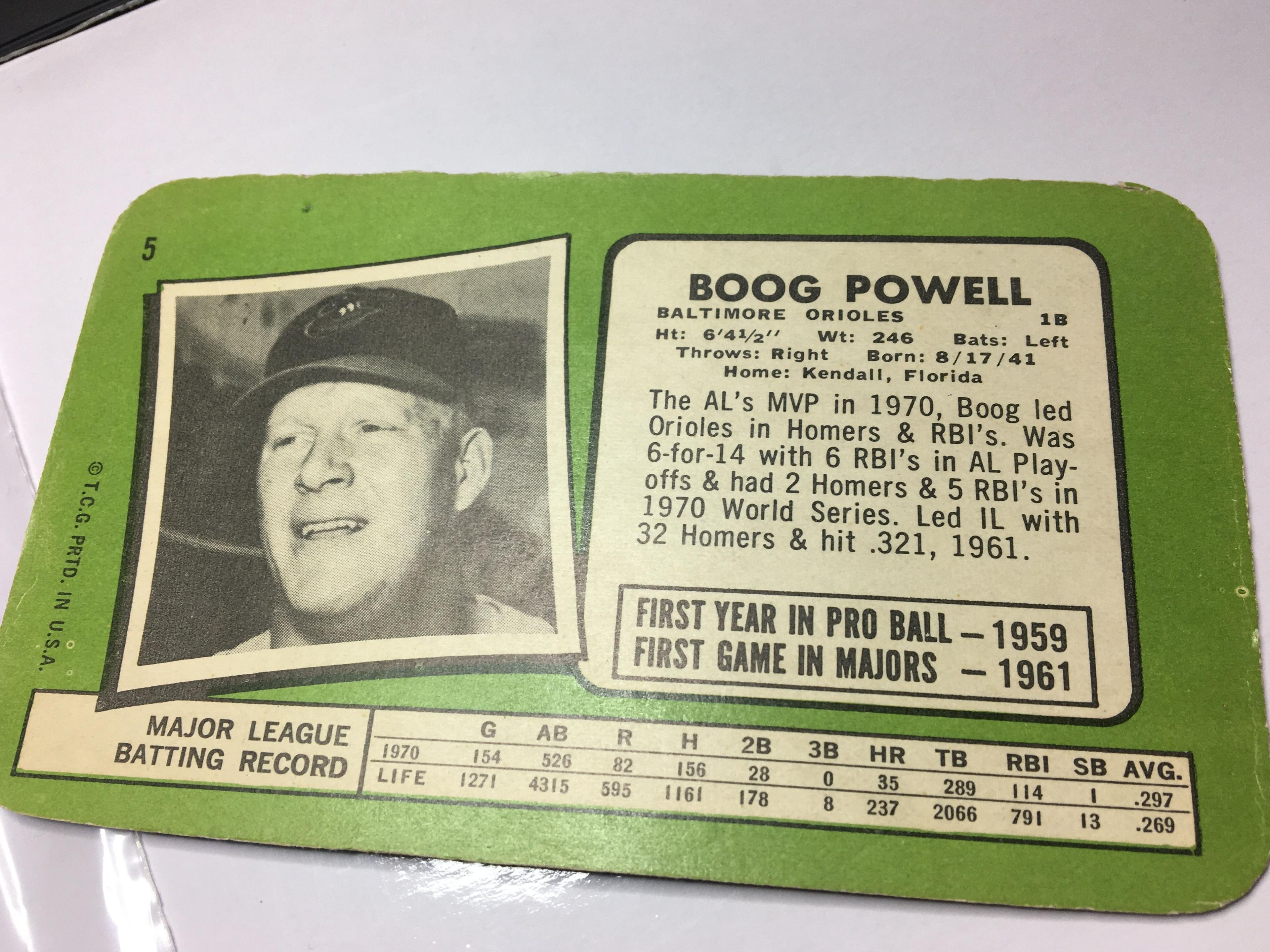 Boog Powell Baltimore Orioles 1st Baseman Card